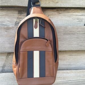 Coach Brown and Black Leather Belt Bag